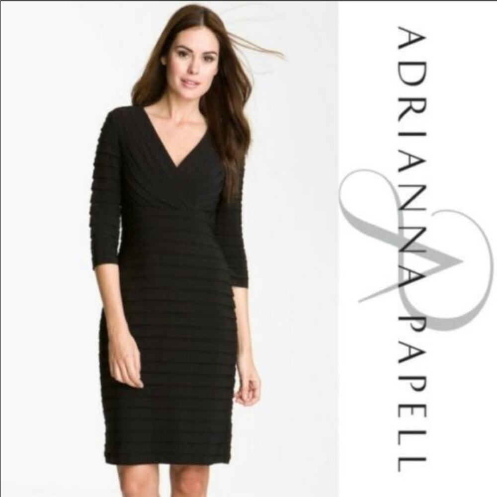 Adrianna Papell Black Tiered Dress Size 8